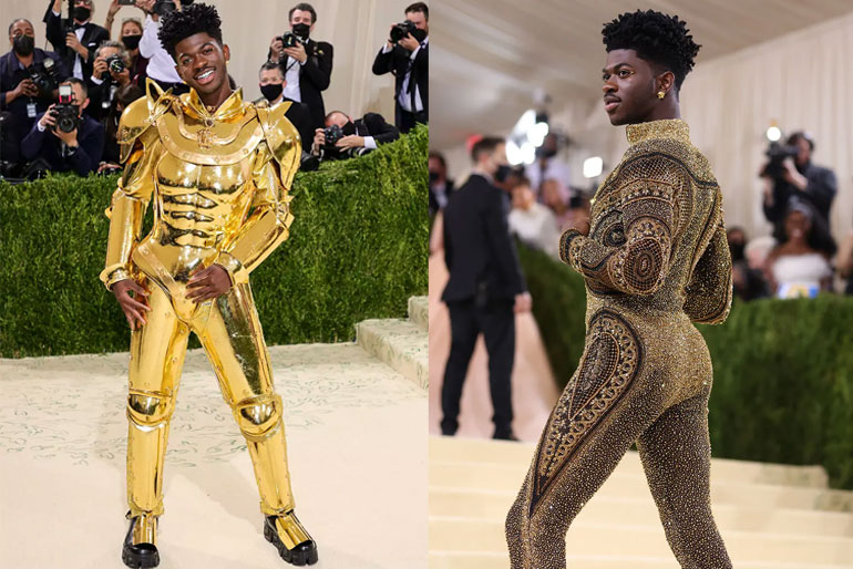 Lil Nas X Met Gala 2021 Transformations To 3rd Gold Outfits