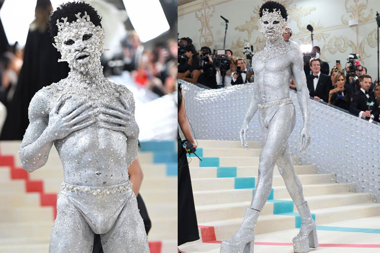 Lil Nas X Sparkles as Karl Lagerfeld's Cat at Met Gala 2023