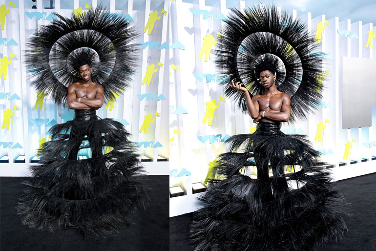 Lil Nas X Wore a Version of Iman's Iconic Met Gala Dress to the 2022 VMAs